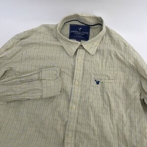 American Eagle Outfitters Men's Size Large Yellow Plaid Button down‎ Long Sleeve